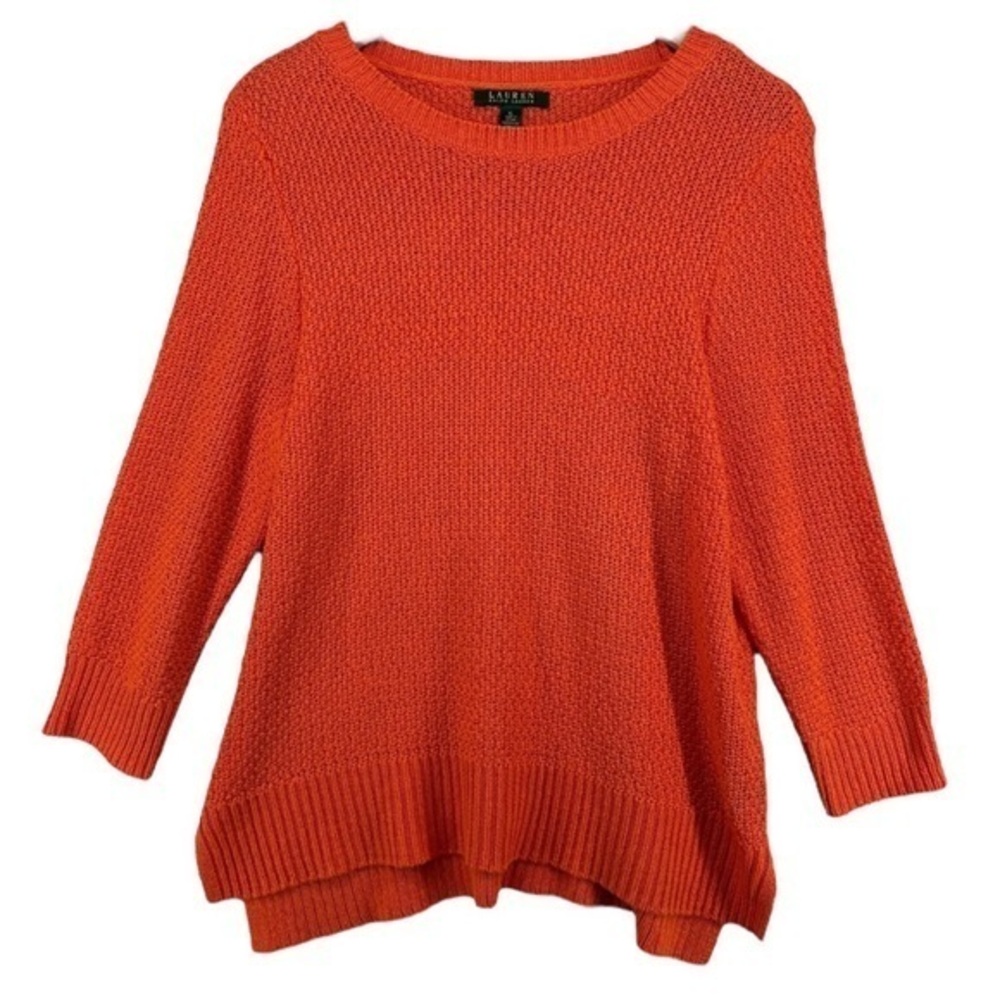 Women’s Lauren Ralph Lauren Orange Cable Knit Crew Neck Sweater‎ Size Large
